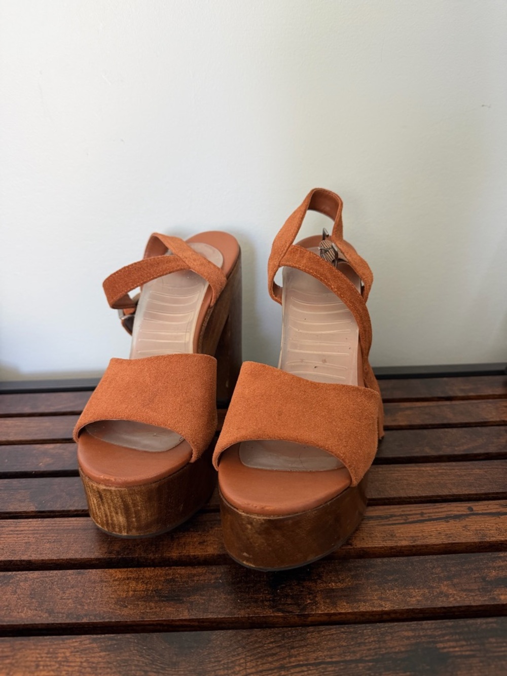Lulu's Rust Suede Platform Heels